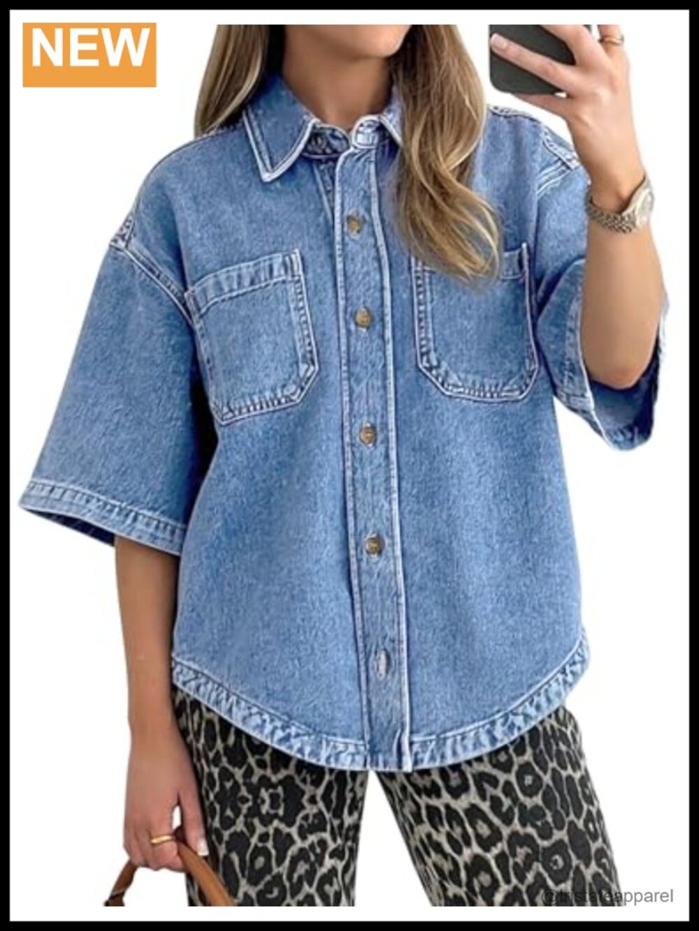 Oversized Denim Button Down Shirt for Women Long Sleeve Jean Jacket Shacket